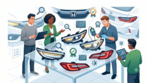 Современная иллюстрация передних и задних фар для автомобилей Honda в минималистичном стиле для блога